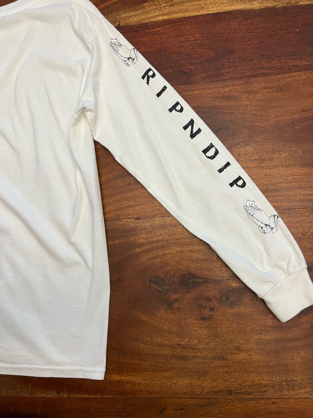Ripndip White Long Sleeve Kids Pocket Tee with Cat Graphic - Picture 4 of 5